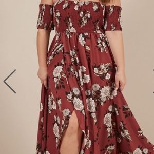 Merlot Showpo maxi dress with slit